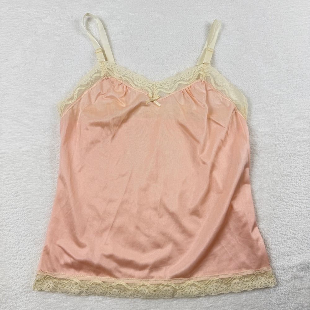 Vintage UndercoverWear‎ Lace Trim Slip Cami Womens Small Peach Pink Coquette